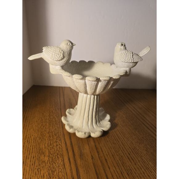 Stone Plaster 10" Bird Bath 2 Birds - Picture 1 of 6